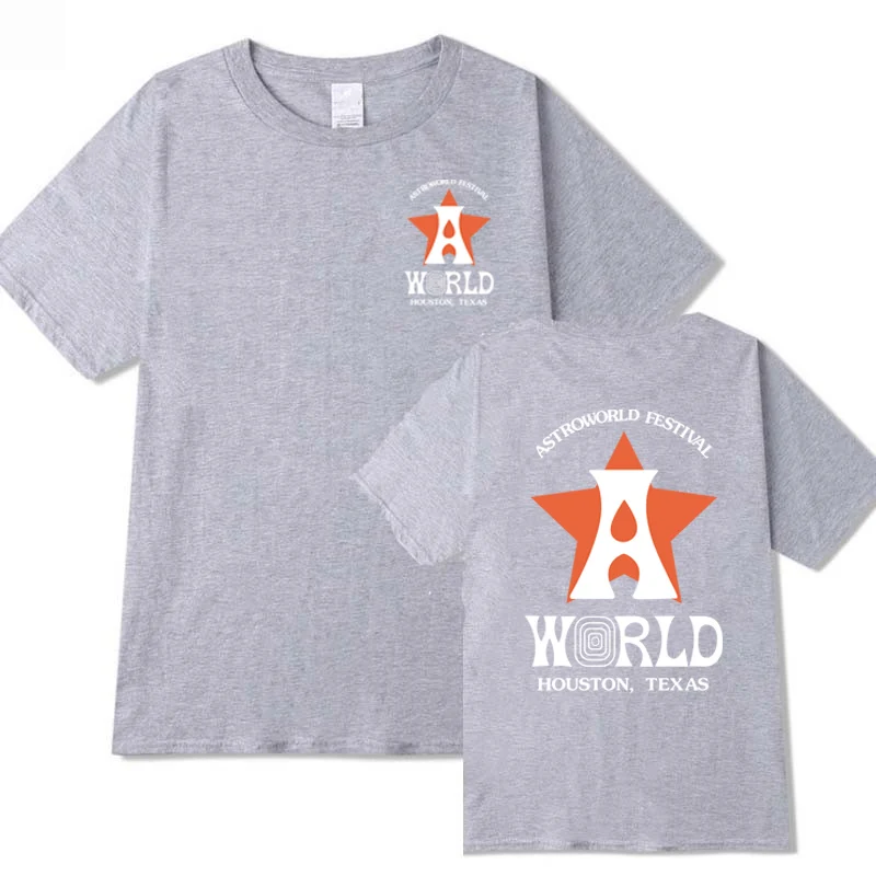 New Arrival  ASTROWORLD Print T Shirt Men Women Good Quality Cotton Tshirts Cactus Jack Houston Hip Hop Short Sleeves Tee Tops