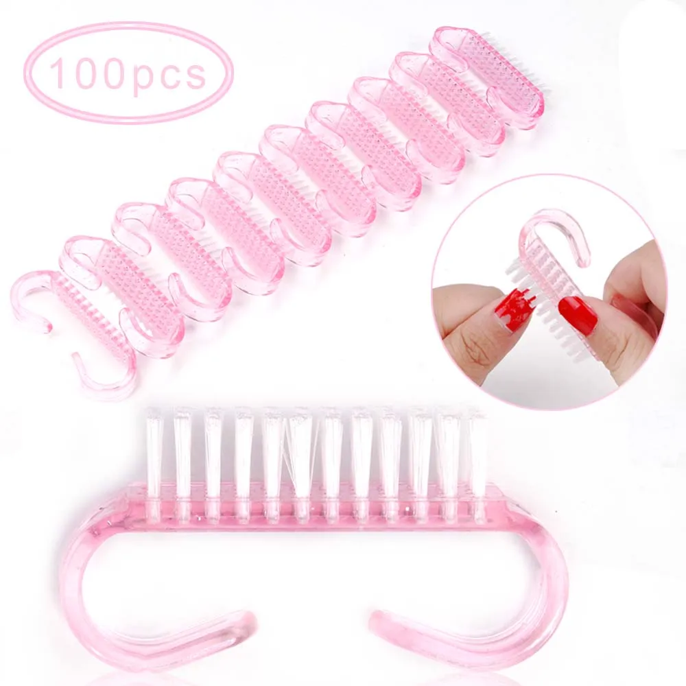 

New Nail Art Plastic Cleaning Brush UV Gel Nail Cleaner Remove Dust Finger Care Handle Scrubbing Manicure Pedicure Makeup Tool