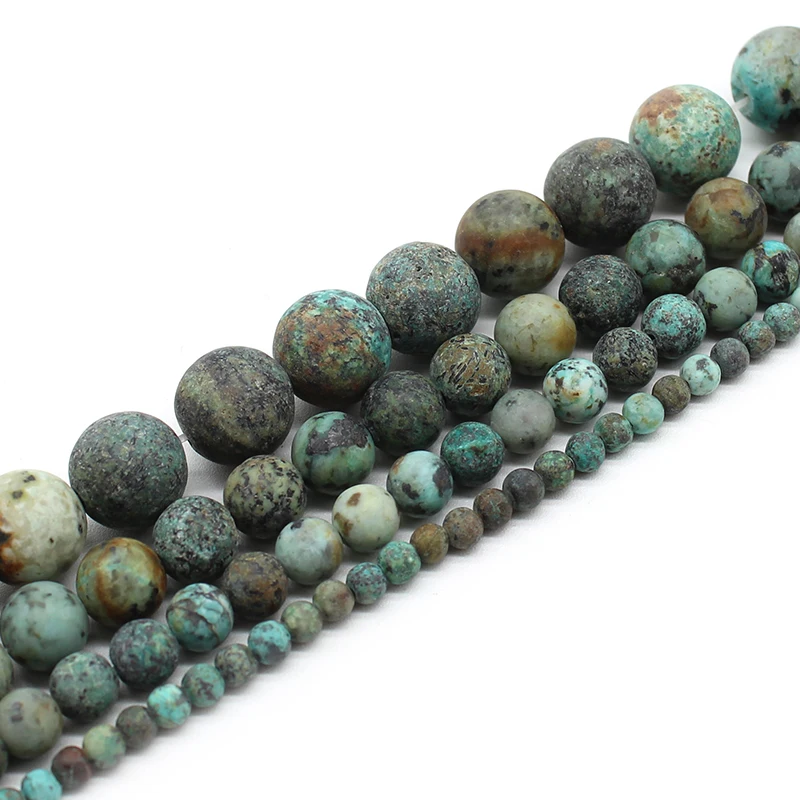 Natural Stone Beads Dull Polish Matte African Stone Round Loose Spacer Beads for Jewelry Making DIY Bracelet 4/6/8/10/12mm 15