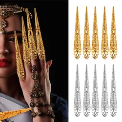 X7YA Fingertip Claw Rings Nails Decoration Chinese Finger Claws Belly Dance Finger Nails Full Finger Rings False Long Nails