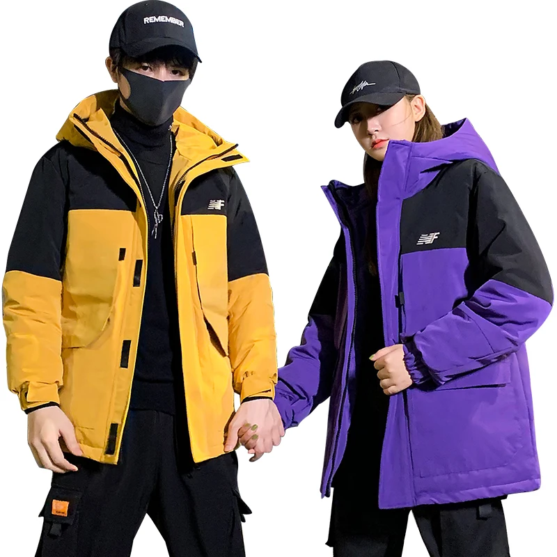 2021 new couples plus down fashion casual short warm down jacket men's hooded coat high quality brand Beautiful purple winter