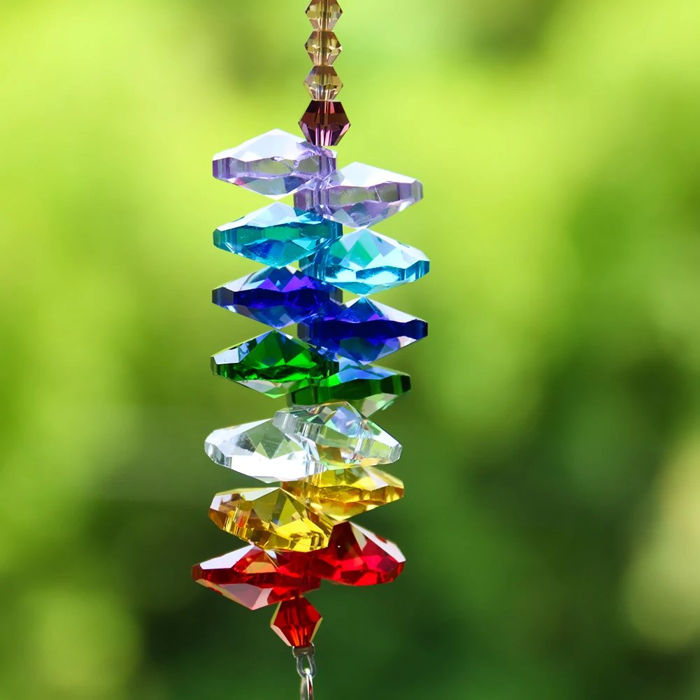 Prisma de cristal de Chakra, cuentas de bolas de guirnalda de cristales de arcoíris DIY, piezas de candelabro, colgantes, decoración de jardín y boda