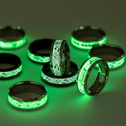 Fashion Luminous Rings Retro Minimalist  Stainless Steel Fluorescent Ring Couple Jewelry Dragon Glowing Rings For Men