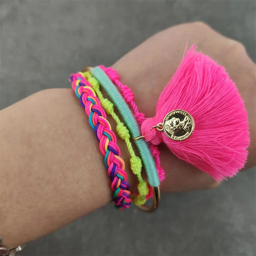 Braided Handmade Tassel Bracelet Lucky Rope Bracelet Bangles Women Thread Set Bracelets Wholesale