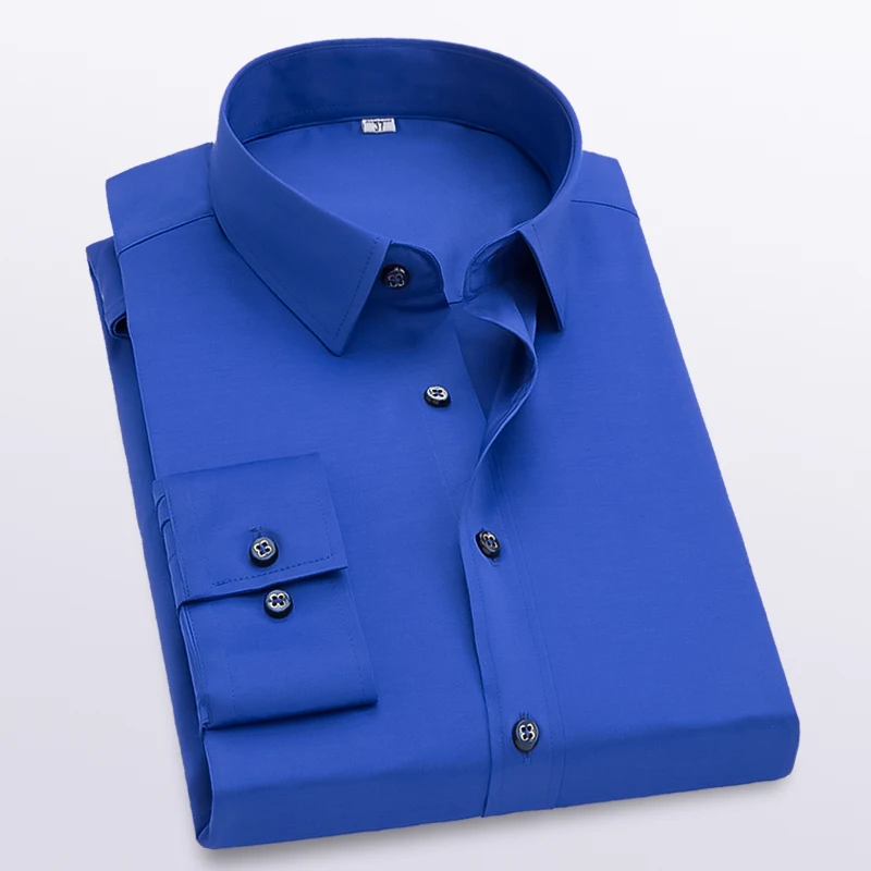 Chemise d\'affaires formelle à manches longues pour hommes, chemise de bureau, chemises de grande taille, mode