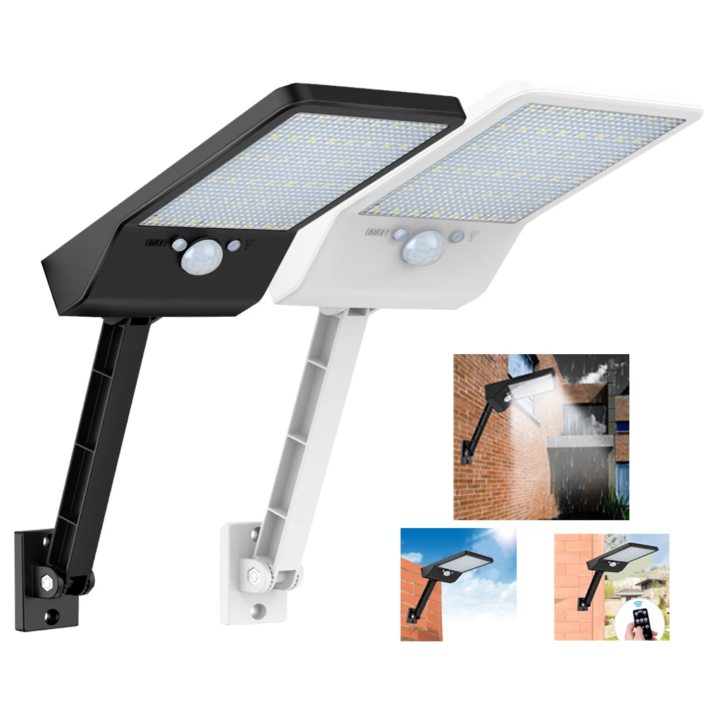 

remote control rotate bracket solar street light 48 LED 500 LM Solar Lamp Human Body Induction Wall Light 3 Modes Dimmable Outdo