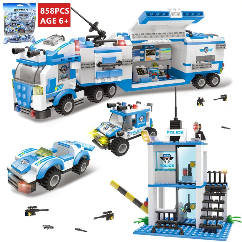 

858Pcs City Police SWAT Command Vehicle Truck Car Model Bricks Building Blocks Sets Educational Toys for Children