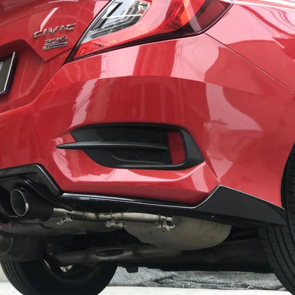 Rear Lip Spoiler Diffuser Bumper Lip For Honda Civic 10th Gen 2016 2017 2018 2019 Exhaust Pipe Tuning Body Kit Carbon Fiber Look