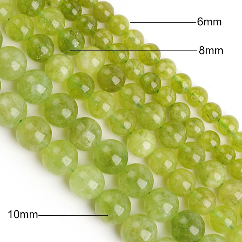 LS 6/8/10mm Chinese Olivine Beads Round Natural Chrysolite Gemstone For Jewelry Making Diy Bracelet Necklace