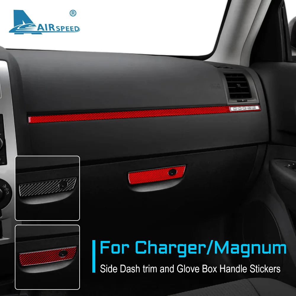 Z włókna węglowego dla Dodge Magnum Charger 2008 2009 2010 akcesoria wykończenie wnętrza samochodu co-pilot Dash schowek na rękawiczki uchwyt Panel naklejka