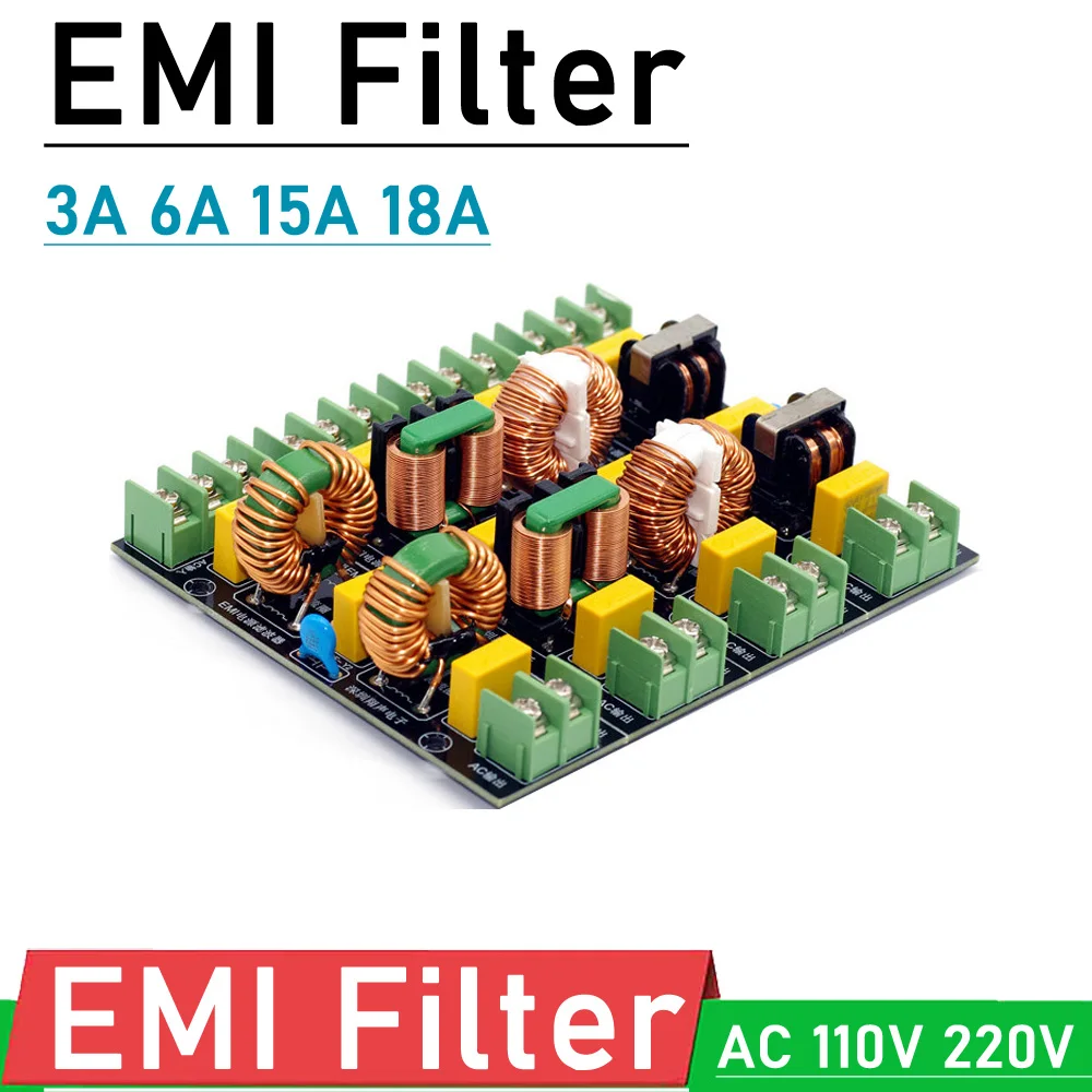 DYKB AC 110V 220V EMI filter module 3A 6A 15A 18A anti-interference EMC FCC power Filtering Board Purifier Amplifier Noise