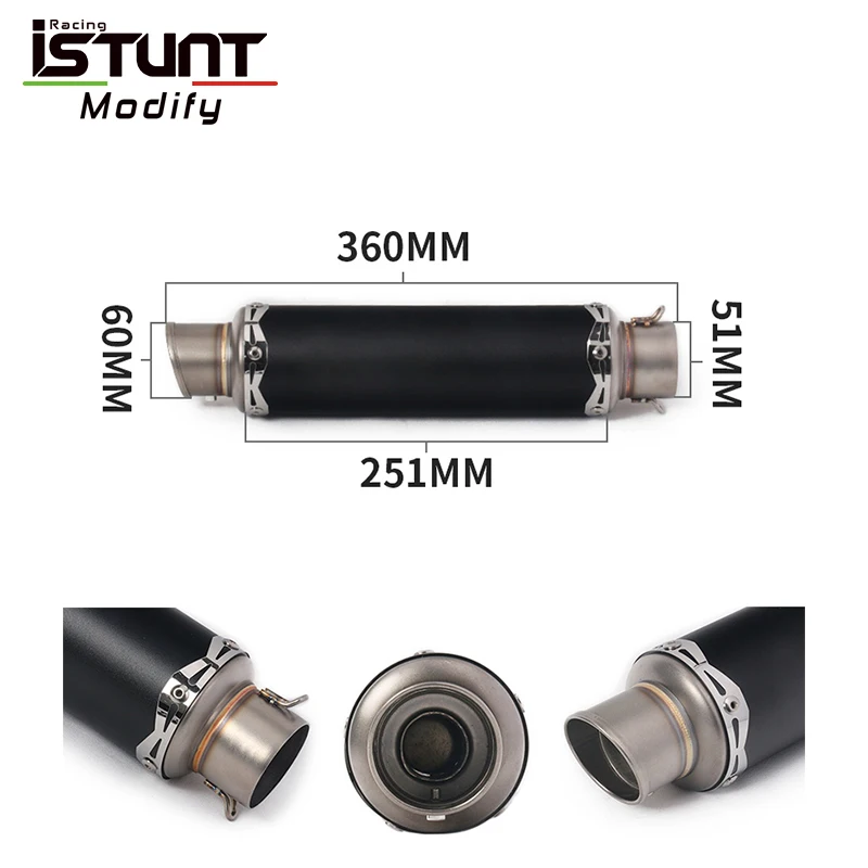 ISTUNT 36-51mm Universal Motorcycle Exhaust Scooter Escape Modified Muffler Pipe With db killer for Ninjia 250 NVX 155 R3 CB400