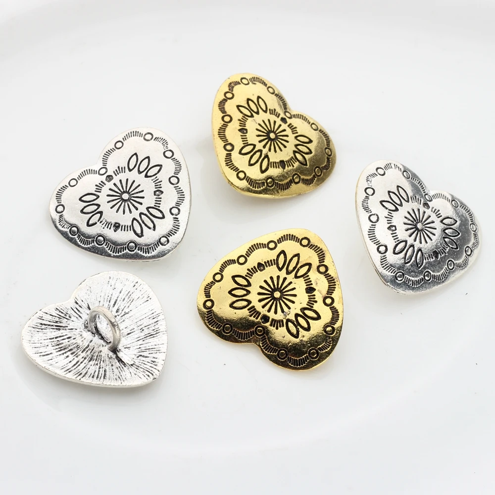 30MM 3pcs/lot Retro Zinc Alloy Sweet Heart Bronze Decorative Vintage Concho Buttons Charms For DIY Jewellery Accessories