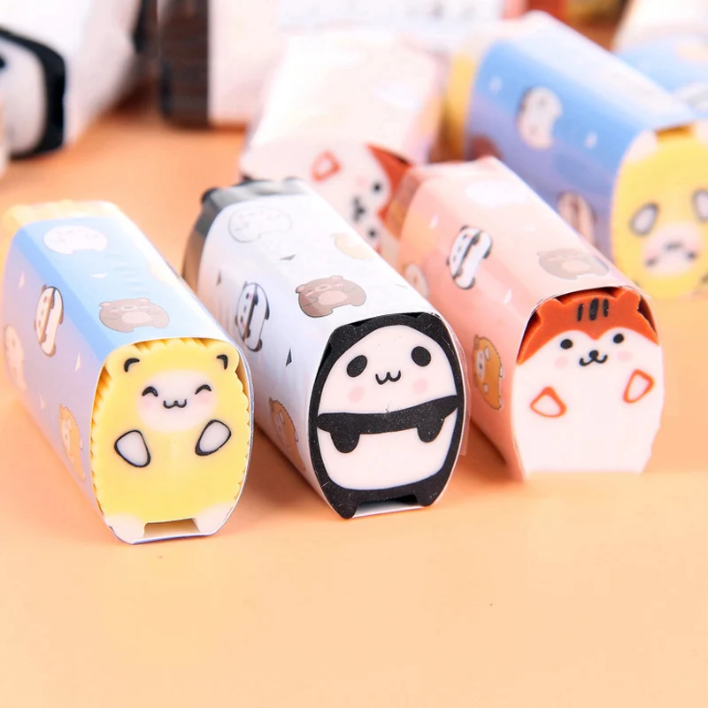 

3 PCS Creative Cute Cartoon Animal Eraser Stationery Farm 2B Cutable Rubber Children Prize Students Gifts Office School Supplies