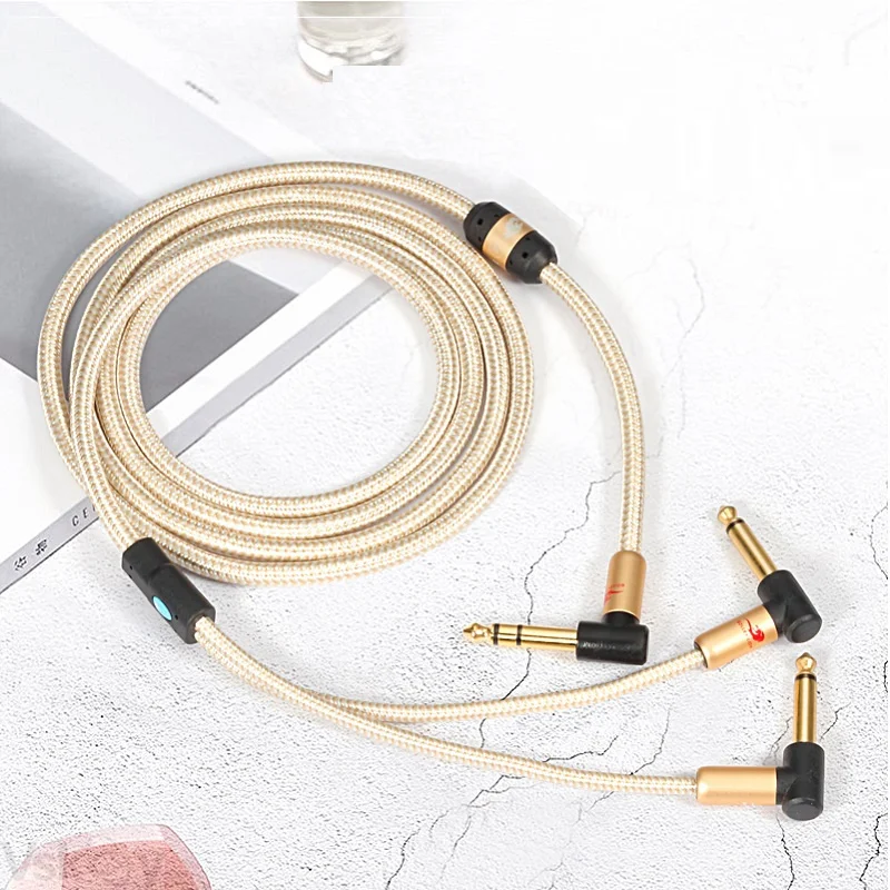 1/4 Cal TRS 6.35mm do 2x1/4 \'\'TS Mono męski kabel Audio do wzmacniacza głośnik Stereo mikser konsola ekranowane Y Splitter Cords