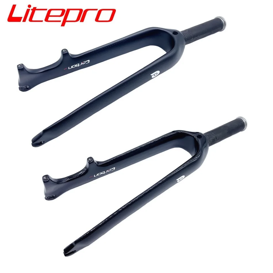 Litepro 406 451 Disc Brake Folding Bike Carbon Fiber Front Fork O.L.D 100mm 28.6mm *110mm Fork Tube Glossy Matte Black