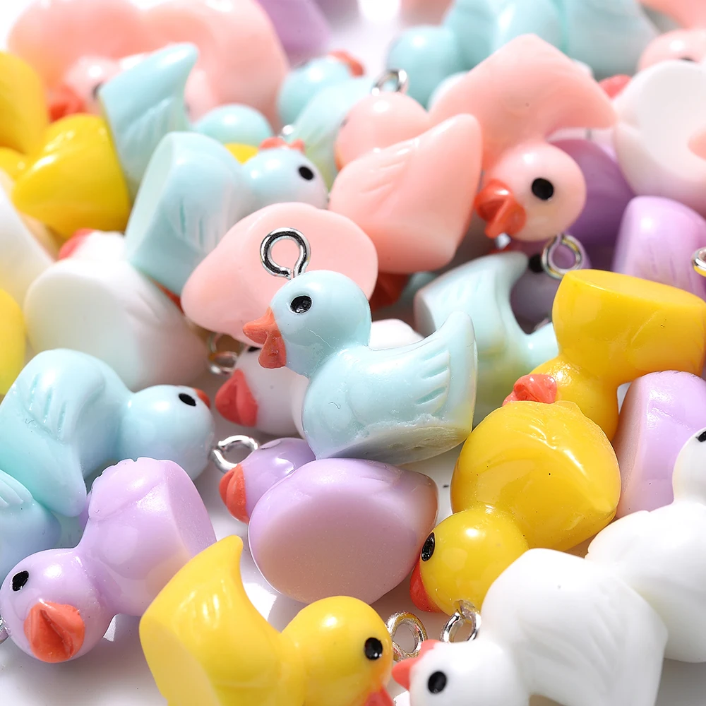 iYOE 10pcs Mix Cute Animal Duck Charms Resin Charms For Making Bracelet Earring Necklace Pendant Jewelry Supplies