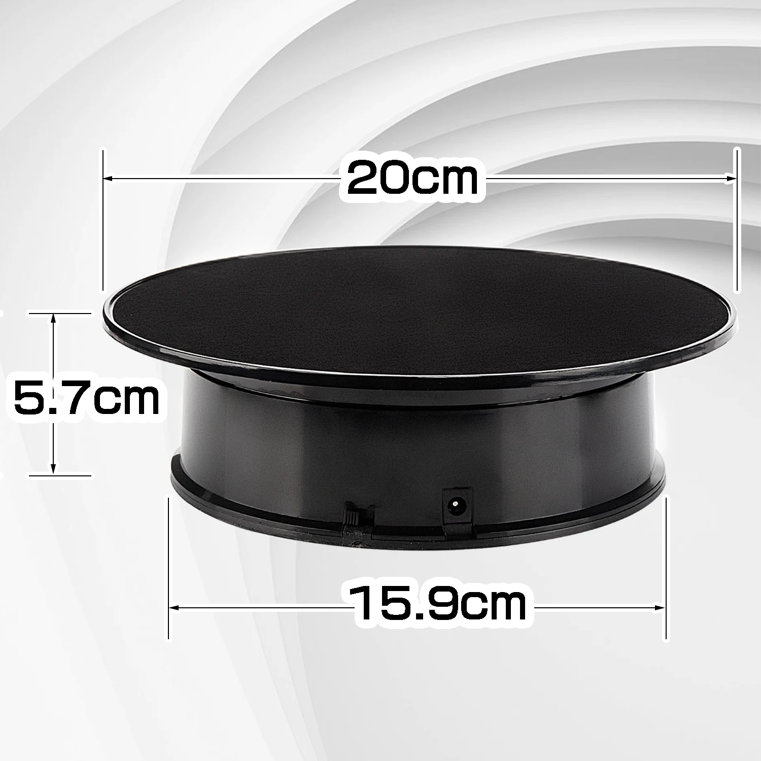 20cm Stylish Black Velvet Top Electric Motorized Rotary Rotating Display Turntable Max Load 1kg for Jewelry Modeldisplay Stand