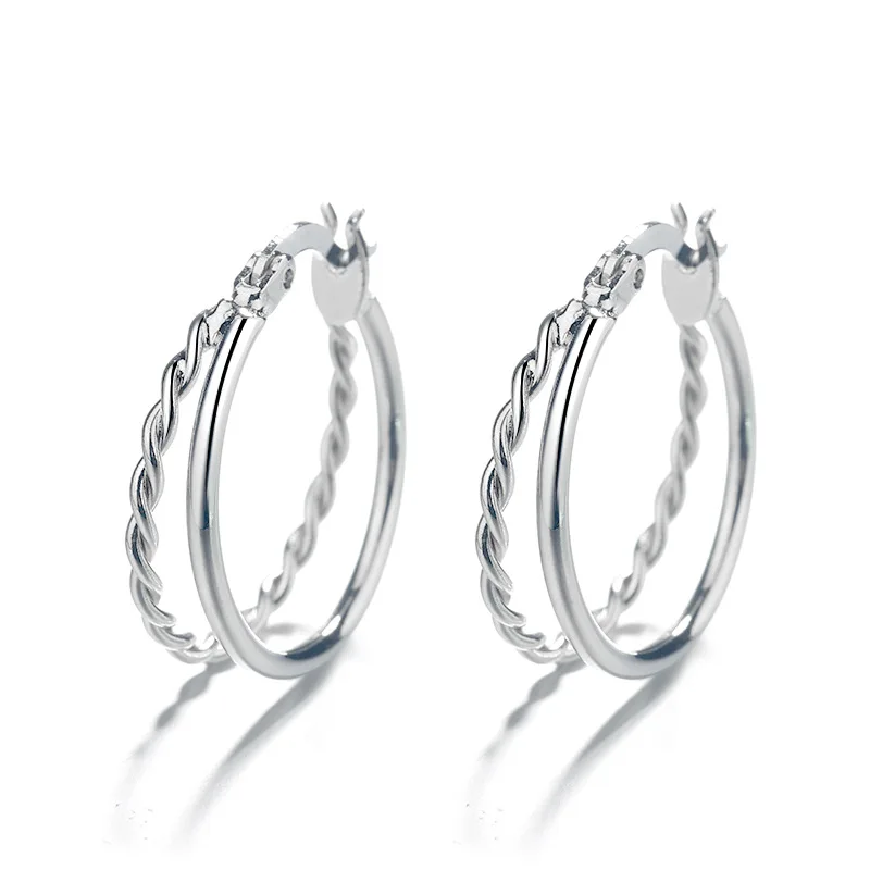 925 Sterling Silver Circle Piercing Hoop Earrings For Women Girls Engagement Trendy Wedding Party Jewelry Pendientes Jlfjdla