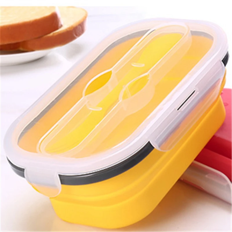 Silicone Collapsible Lunch Box folding Food bento Storage Container Free Microwavable Portable Office Picnic Camping Outdoor Box