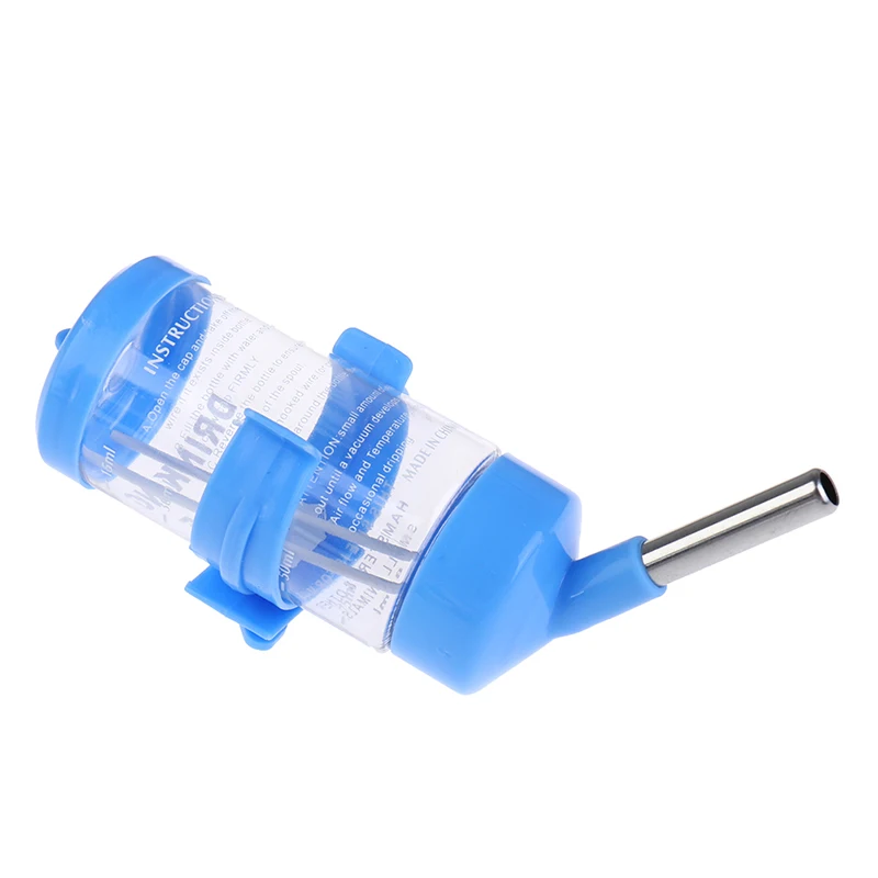 Dispensador de botellas de agua de plástico para hámster, comedero colgante para mascotas, conejillo de indias, ardilla, tubería de cabeza, 80ml, 1 ud.