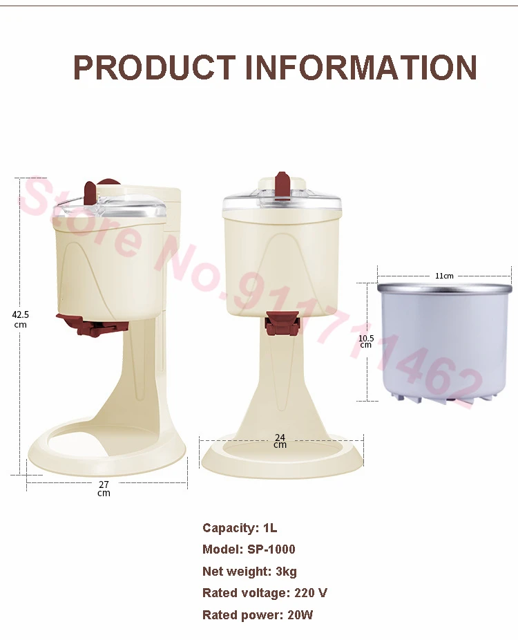 Máquina de helado de servicio suave para el hogar, 220V, automática, para hacer helados, postre de frutas, batidos y batidos
