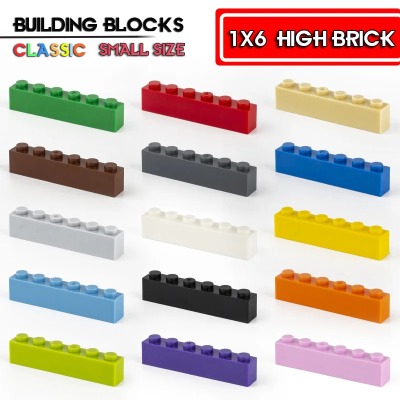 

40pcs Building block basic accessories 1X6 dot high brick educational creativity compatible with all brands of children's toys