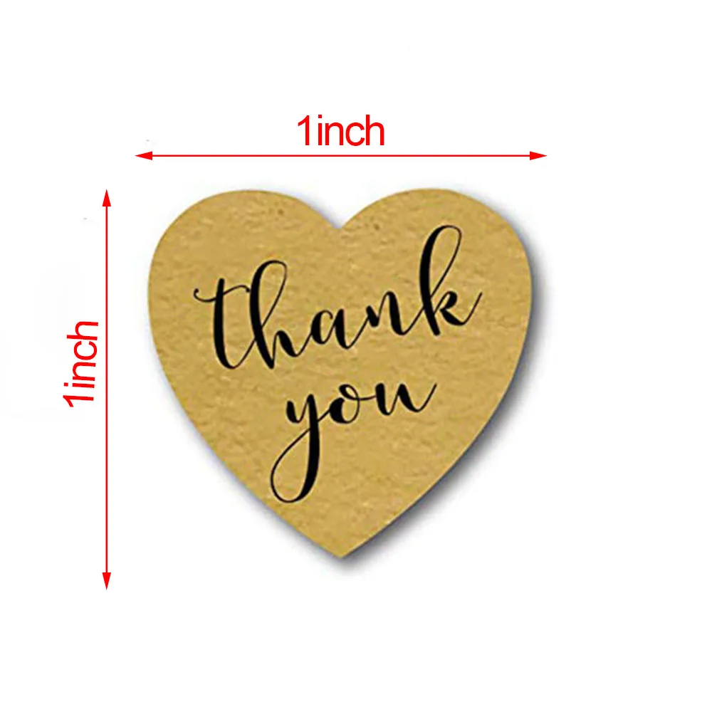 500pcs Thank You Heart Brown Kraft Stickers Seal Label Christmas Decoration Stationery Stickers Gift Box Sticker Home Kitchen