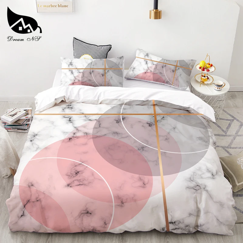 

Dream NS Bedding Set 3Pcs Printed Marble Home Textiles Set Queen Bedclothes case Comforter Bedding Sets