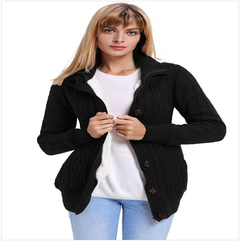 Single Breasted Women Winter Outwear Casual Sweater Plush Jacket Hot Sale Knnited Sweaters Solid Color Hooded Long Sleeve Coat20