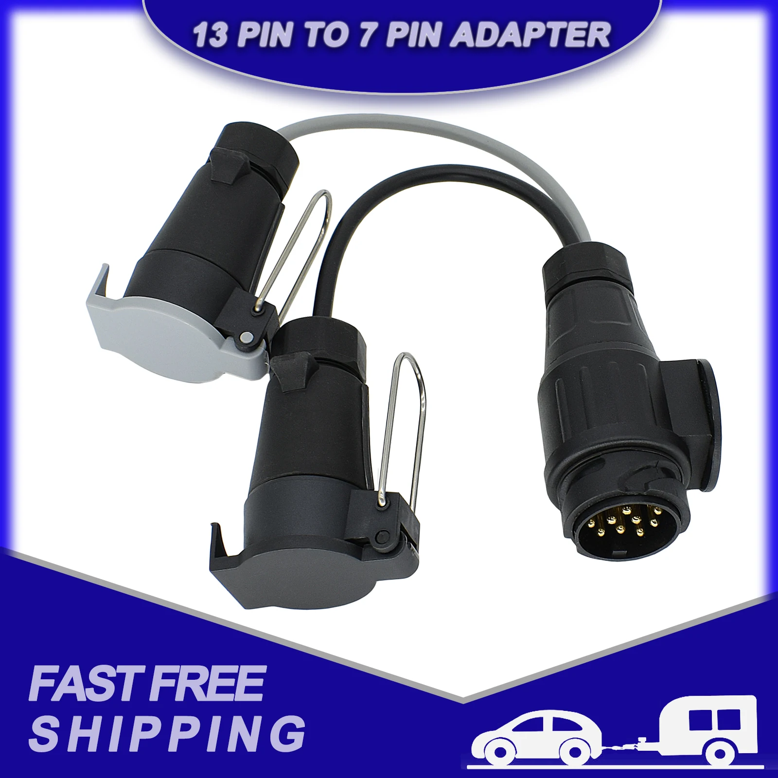 13 Pin to 7 Pin Trailer Extension Adapter Cable Lead Caravan Towing Tow Socket Plug Wire Board Connectors Truck Car Accessories