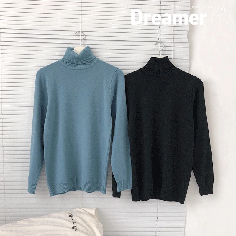 Winter Gebreide Trui Heren Effen Kleur Koreaanse Casual Slim Fit Warme Zachte Stretch Kasjmier Coltrui Heren Pullover Kleding