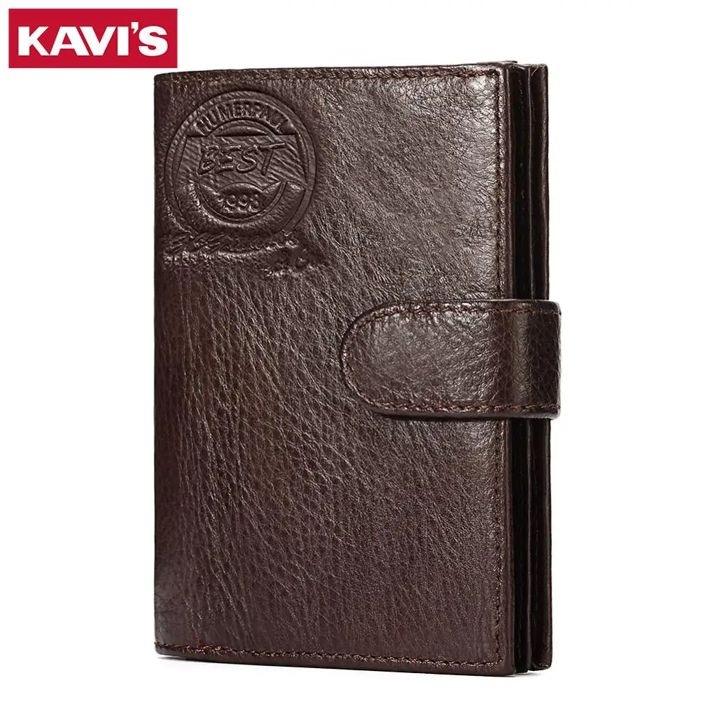 KAVIS – portefeuille porte-passeport en cuir véritable pour homme, porte-monnaie magique