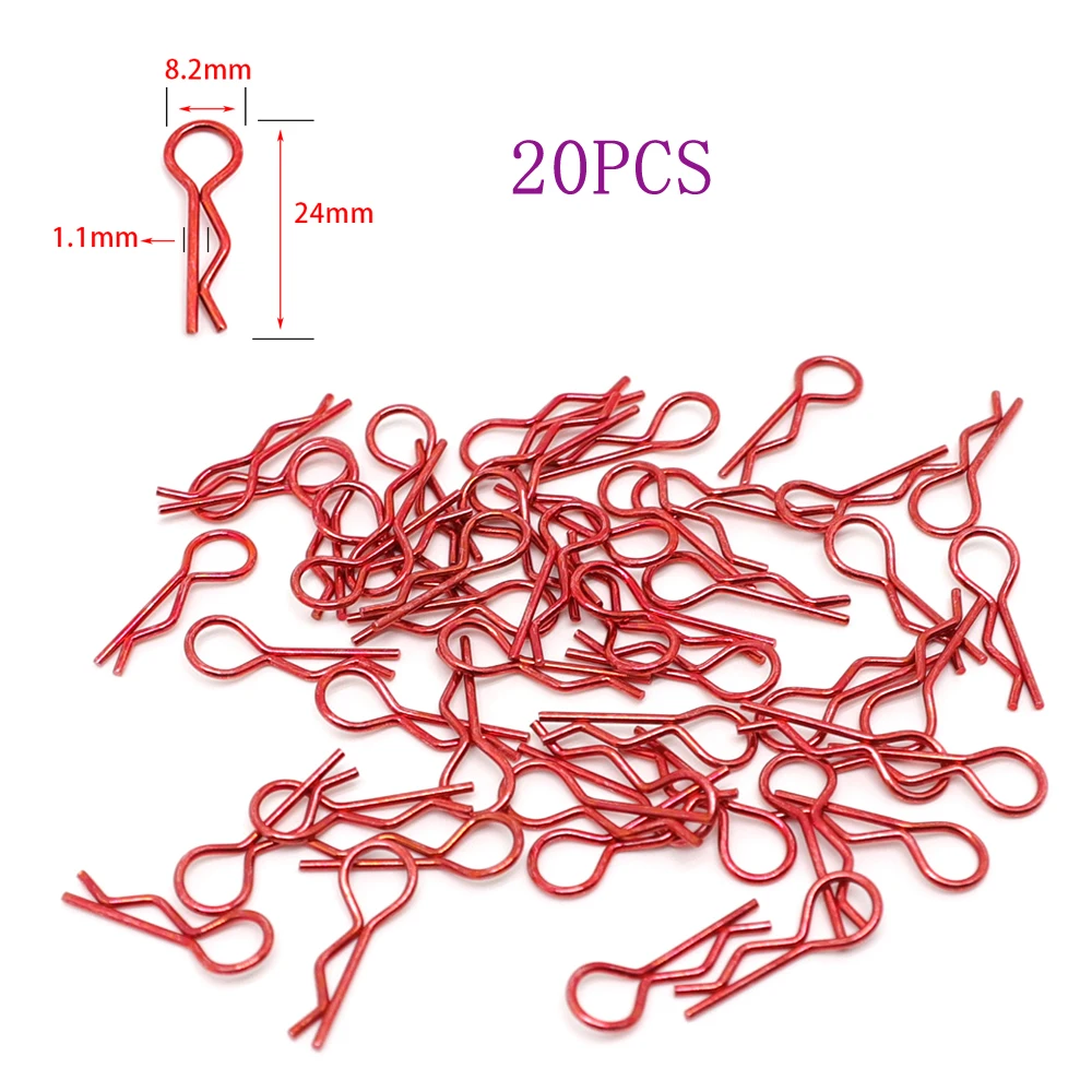 

20pcs Body Shell Clips Secure R Shape Pins For 1/10 HPI Himoto HSP RC Car Redcat 1/12 Model