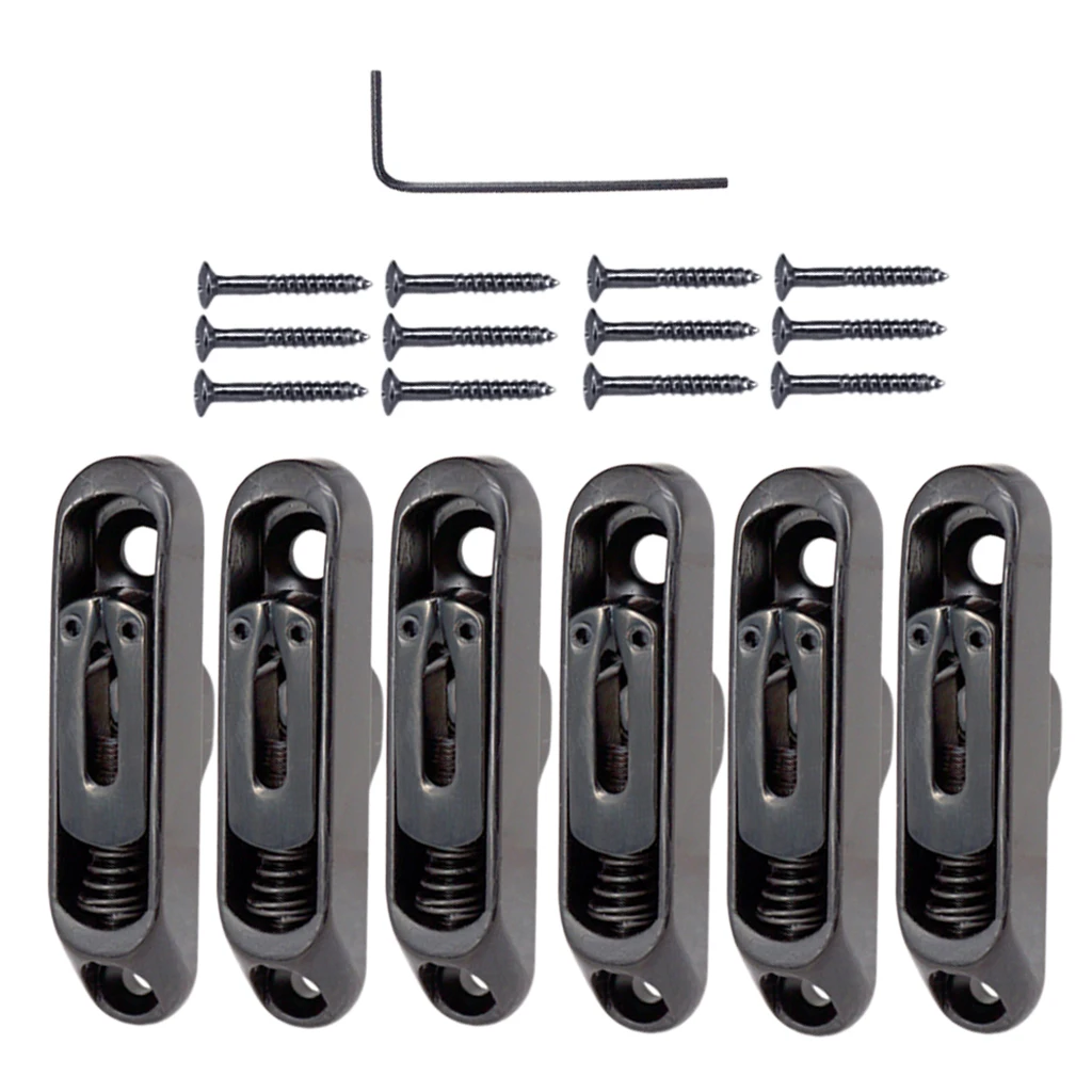 Tooyful 6 Pcs Single Individual Bridge Saddles Tailpiece with Screws Wrench Set for 6 String Electric Guitar Bass Parts