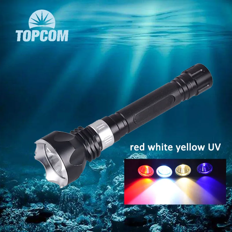 TOPCOM Professional IP68 Diving Flashlight Powerful 10W T6 / L2 / XPE LED Diving Light Waterproof Super Bright Diving Torch