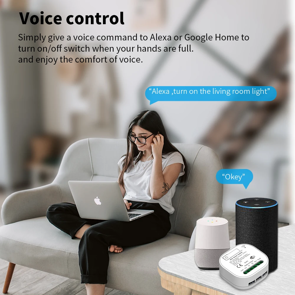 WGHINE Wireless WIFI Switch 16A Self-powered waterproof switch Tuya Smart Home Automation Timer Relay Support Google Home Alexa