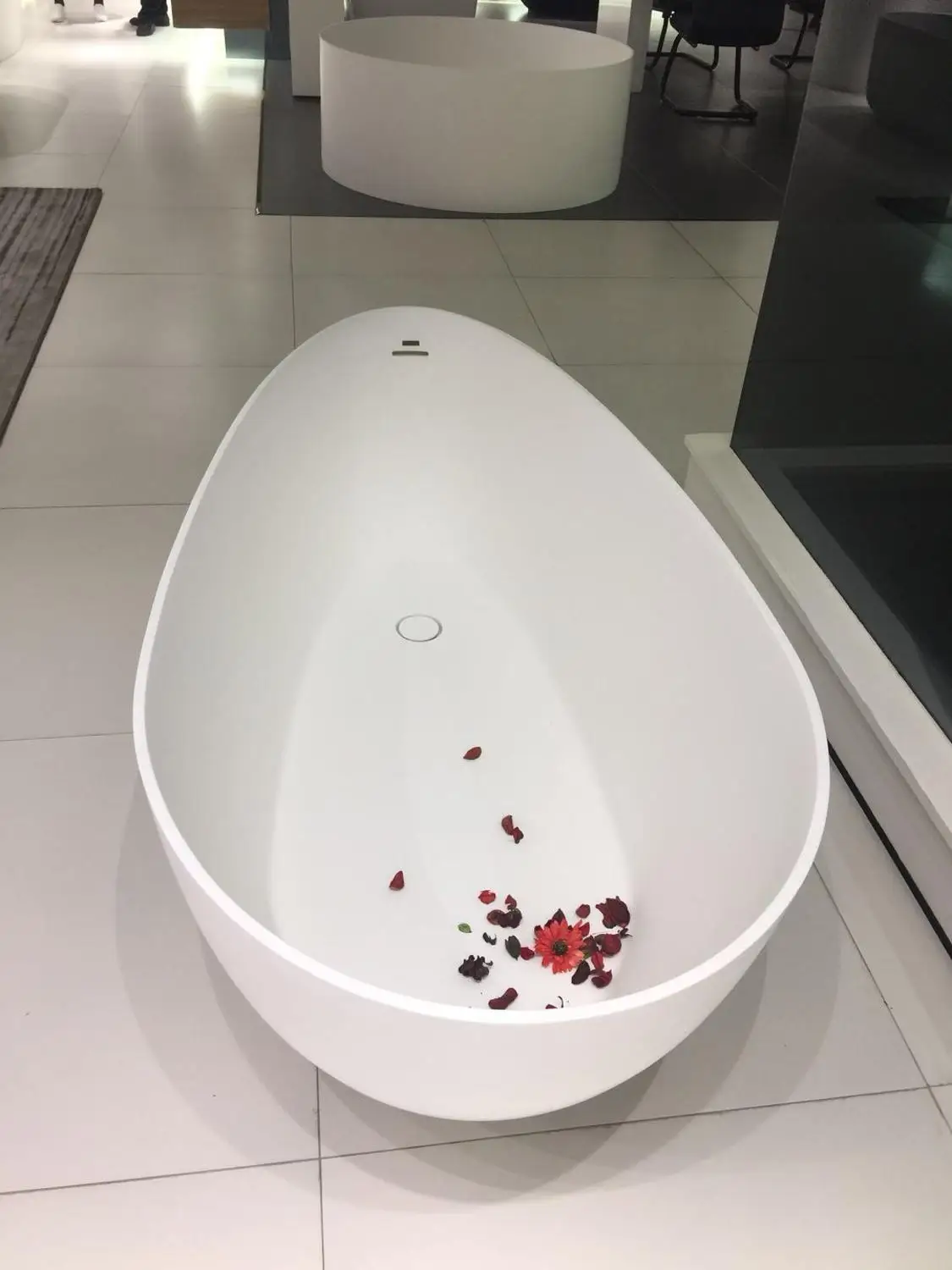 1600x700x630MM Solid Surface Stone Bathtub Corian Big & Small Head Freestanding Tub Fit To Special Space  RS024B
