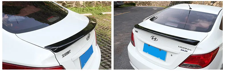 For Hyundai Verna Accent Spoiler 2011 2012 2013 2014 2015 Car Tail Wing Decoration ABS Plastic Unpainted Rear Trunk Spoiler