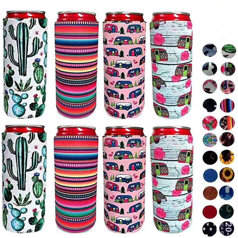 Hot Sale Neoprene Slim Beer Can Cooler Tall Stubby Holder Foldable Stubby Holders Beer Cooler Bags Fits 12oz Drink & Beer