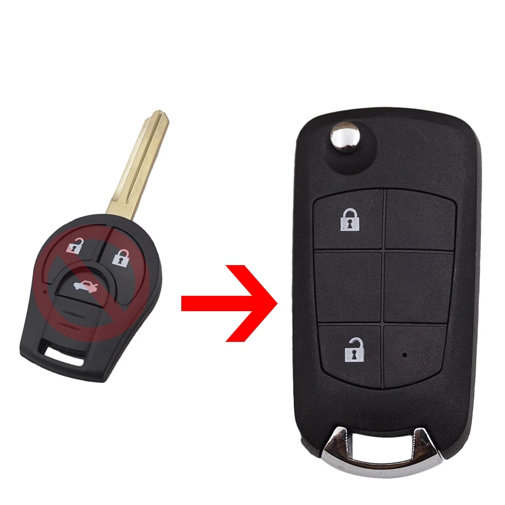 Cocolockey Modified Flip Remote Key Shell Fit for NISSAN ROGUE CUBE SENTRA VERSA JUKE 4button Folding Car Head Key Fob 08-16Year