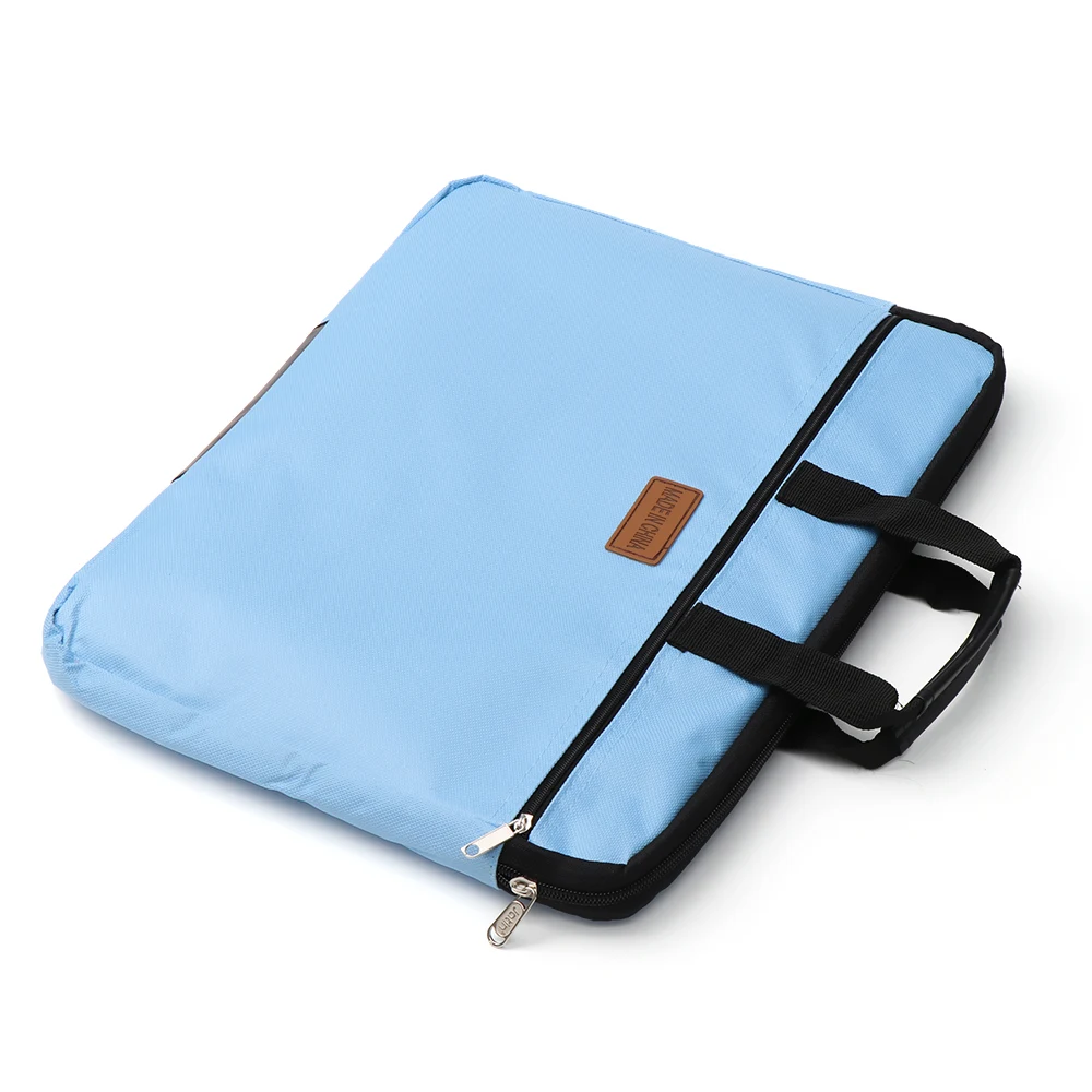 Waterproof Canvas Business Documents Handbag Double Layers Book A4 File Folder Holder with Handle Zipper Bag Big Capacity