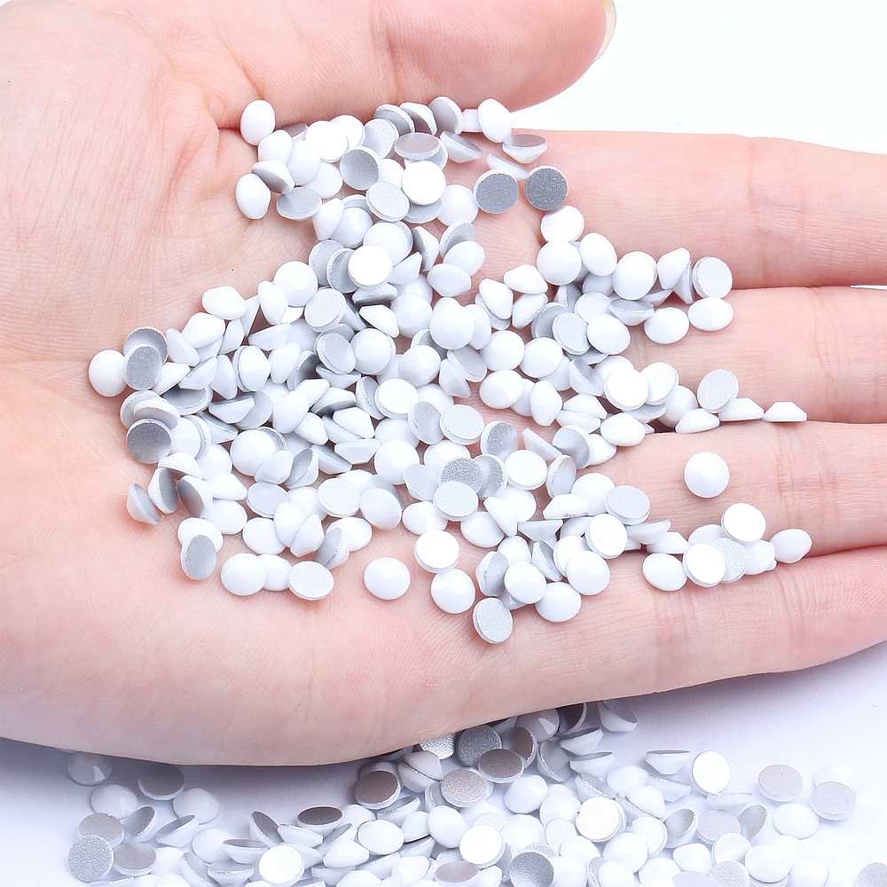 Ceramic White Non Hotfix Crystal Rhinestones For Nails Art Decorations Round Flatback Glue On Glass Stones DIY Accessories