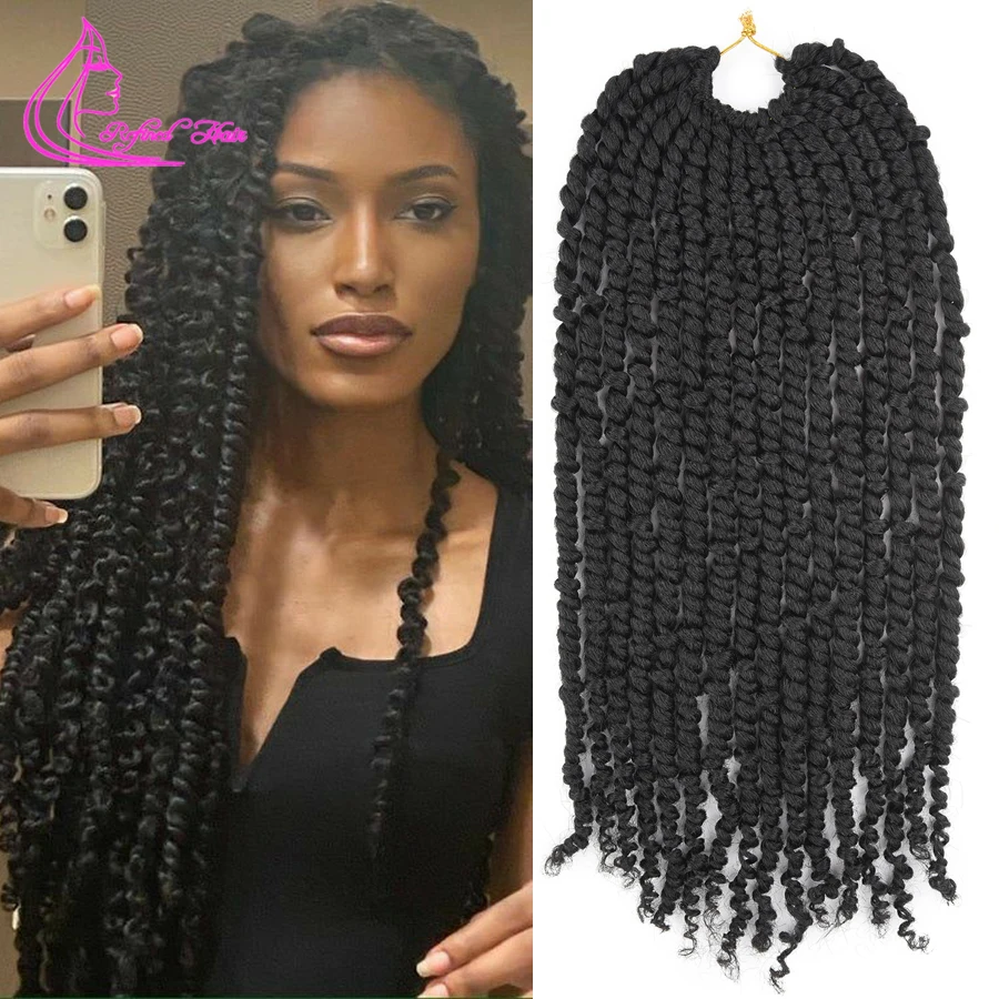 Passion Twist Hair Pre-looped Fluffy Crochet Braids Ombre Synthetic Braiding Hair Extensions 3D Bomb Twist For Woman Girls