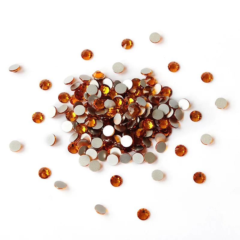 

Non Hot Fix Rhinestone Topaz Color Different Size Crystal Glass Flatback Crystal Strass For 3D DIY Nail Decoration