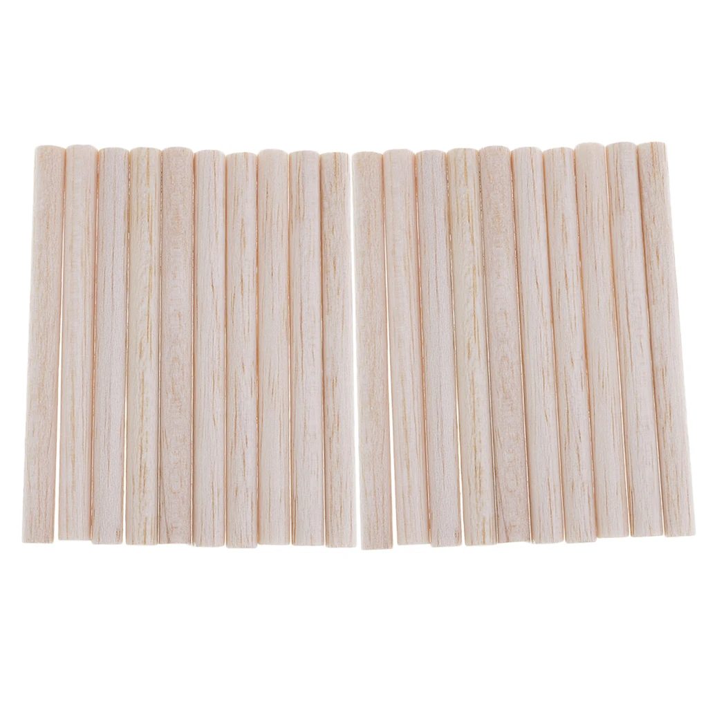 20x 8mm Round Balsa Wood Stick Wooden Dowel Rod For Kids Model Making 100mm