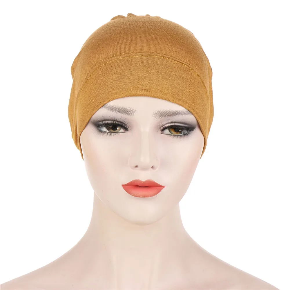 Sous-écharpe en coton pour femme, bonnet de chimio, casquettes intérieures hijab, chapeau ninja, écharpe de sauna musulmane, turban, couverture contre la perte de cheveux, bonnet rond