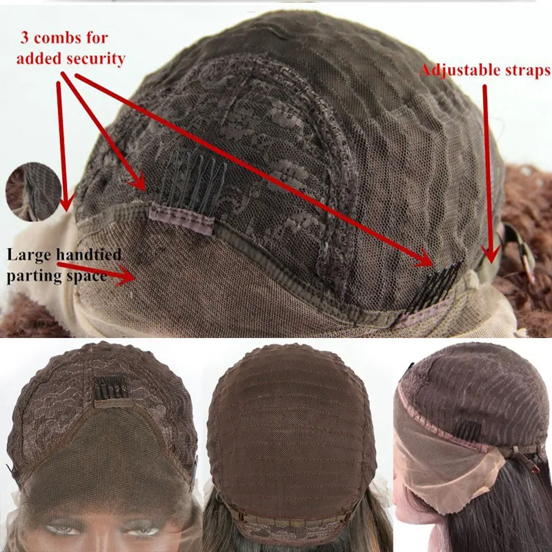 Ombre Braun Kurze Lose Welle Synthetische Lace Front Perücken Hohe Qualität Hitzebeständige Faser Haar Natürlichen Haaransatz Für Mode Frauen