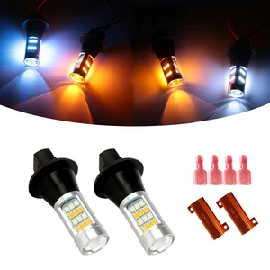 Luz de circulação diurna automática, LED Turn Signal, DRL 42SMD, P21W, 1156, BA15S, BAU15S, PY21W, 7440, T20, Canbus Switchback Dual-Color, 2PCs 12 principais vendas drl e pisca - №12