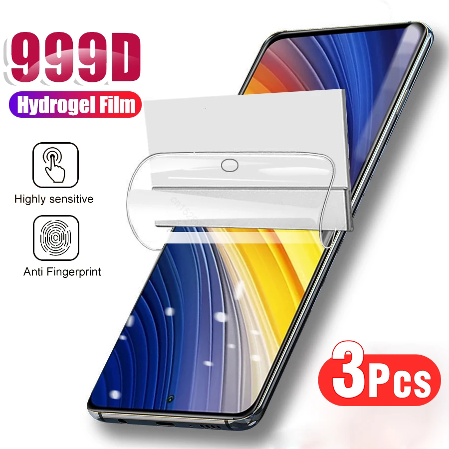 3PCS 999D Hydrogel Film for Poco X3 Pro Screen Protector Not Glass for Pocophone Poko Pocco Poxo Little X3 X 3 Pro X3Pro NFC 3X